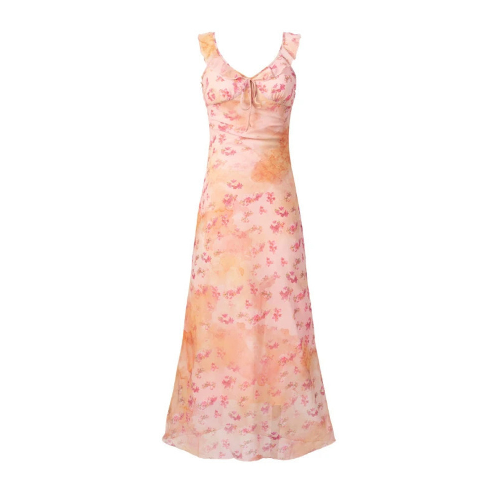 ZARA Pink Printed Midi Dress